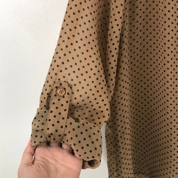 Mine Too Black Tan Polka Dot Button Down Top XL - Picture 6 of 8